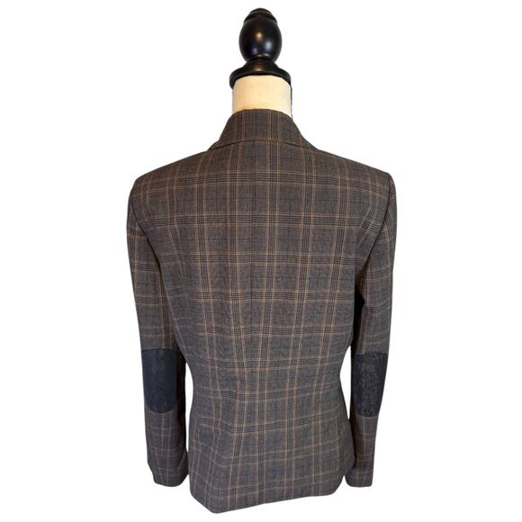 Tahari Arthur S. Levine Plaid One-Button Blazer Size 12 Gray Brown Suit Jacket - Picture 4 of 9